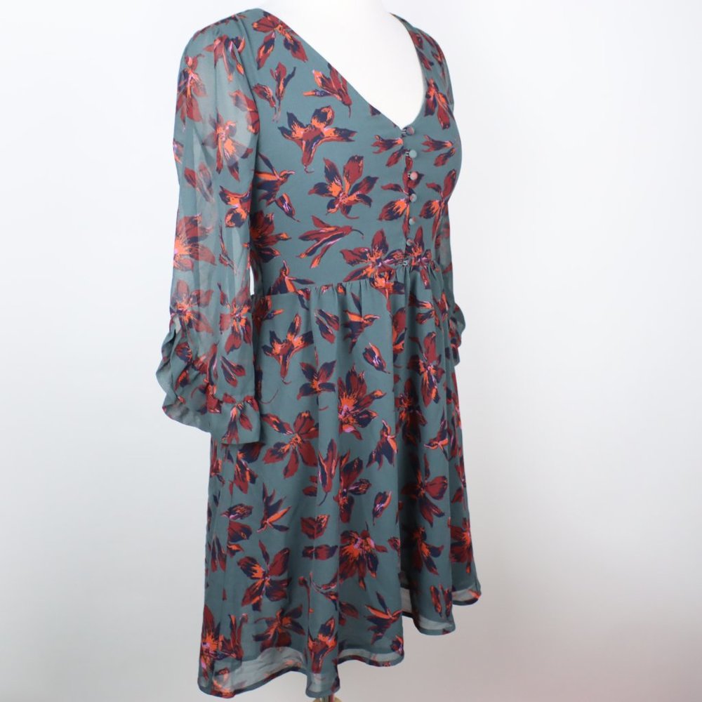 Madewell Womens Size 0 Moonblossom Ruffle-Sleeve Dress - Picture 3 of 6